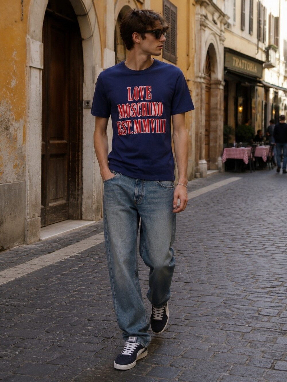 Love Moschino Est. MMVIII 3D Print Short Sleeve Crewneck T-shirt Men's Medium